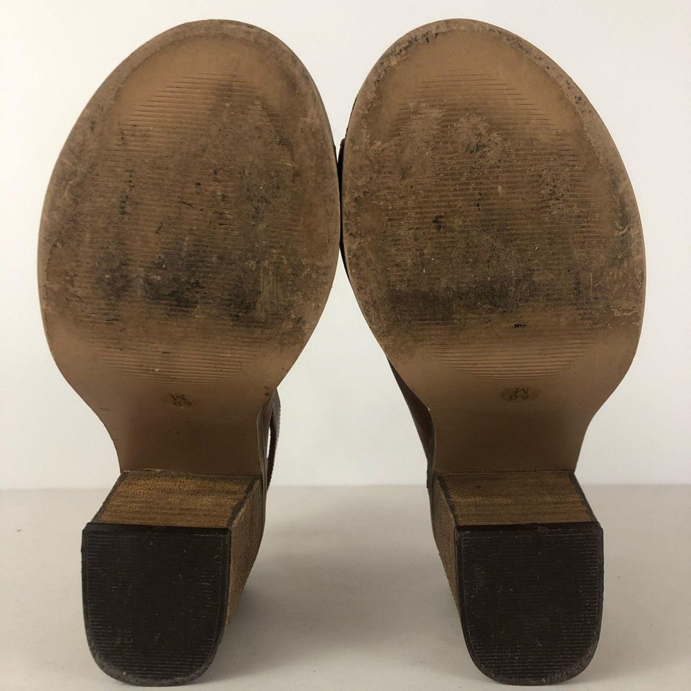 Steve Madden Talento Tan Leather Block Heels Sz 6 - Picture 9 of 12